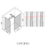 CERANO - Sprchová zástena Walk-in Onyx TL/P - 8 mm - hranatá vzpera + polička/držiak na uteráky - čierna matná, bronzové sklo - 70x60x200 CER-689665