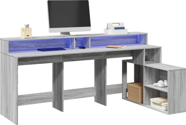 VidaXL Biurko z podświetleniem LED, Sivý dub sonoma, 200x104x91 cm