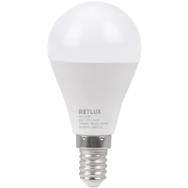 Retlux RLL 637 G45 E14 mini Globe 8W / 1080 lm / 6500K - denná biela / D (8590669362615)