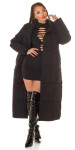 Sexy Fashionista Extra Long Winterjacke mit Gürtel black