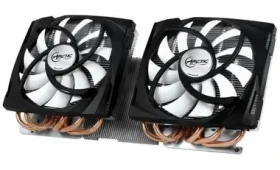 ARCTIC Accelero Twin Turbo 6990 / TDP 400W / 2x 120 mm / Fluid Dynamic Bearing / 0.4 Sone @ 1500 RPM / Radeon 6990 (DCACO-V680001-BL)