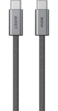 Aukey kábel USB-C - USB-C 1.8 m šedá / Kábel / USB-C - USB-C / 1.8 m (Aukey)