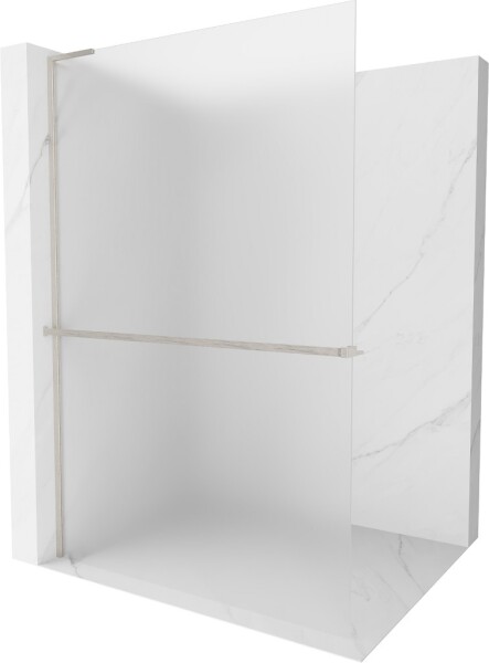 MEXEN/S - Kioto+ L Sprchová zástena WALK-IN s poličkou a držiakom uterákov 110 x 200, dekor, nikel kartáčovaná 800-110-123-97-30