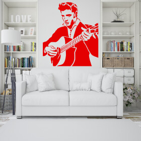 Veselá Stena Samolepka Elvis Presley Farba: červená, Veľkosť: 80 x 76 cm