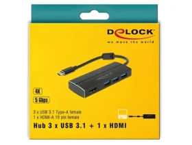 DeLock USB-C 3.1 / Adaptér / 3× USB 3.0 / HDMI 4K (63931)