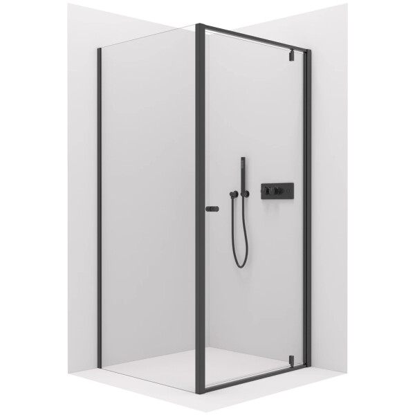 CERANO - Sprchovací kút Ferri L/P - 6 mm - čierna matná, transparentné sklo - 80x80x195 - pivotový CER-427471