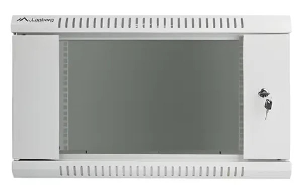 Lanberg WF01-6406-10S sivý / Nástenný rozvádzač 19" / 6U / 600×450 mm / presklené dvere / flat pack (WF01-6406-10S)