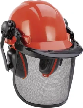 Einhell BG-SH 2 oranžová/čierna / Lesnícka ochranná prilba / Ochrana sluchu / Obvod hlavy 52-66 cm (4500480)