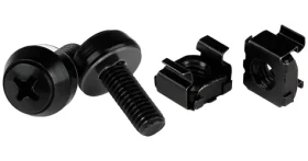 StarTech Skrutky a klietkové matice M6 12 mm čierna / Montážna sada pre rack / 100 ks (CABSCREWM62B)