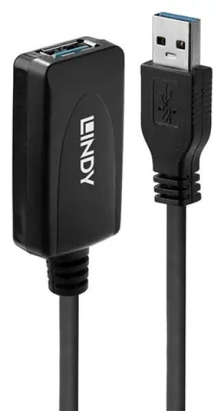 Lindy USB 3.0 aktívna predlžka USB-A / Predlžovací kábel USB / 5 Gbit/s / 5 m / čierna (43155)
