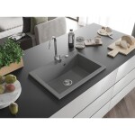 MEXEN MEXEN - Elix granitový drez 1-miska 700 x 500 mm, sivý, sifón chróm 6526701005-71