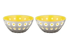 Guzzini LE MURRINE žltá/sivá/biela / Sada misiek / 2 ks / O 12,5 cm / akrylát (279412141)