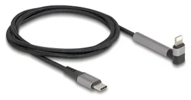 DeLock USB-C - Lightning čierna / Kábel / zalomený / so stojanom / MFi / 1,5 m (85405)