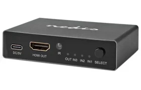 Nedis VSWI3493AT HDMI prepínač 3 vstupy na 1 výstup / 8K @ 60Hz / 45 Gbps / HDCP 2.3 / hliník (VSWI3493AT)