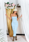 Sexy Koucla Basic Bandeau Maxidress with slit babyblue Einheitsgroesse