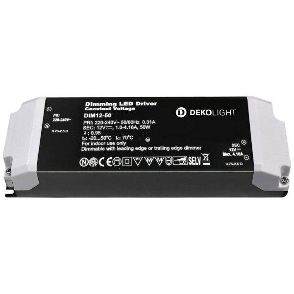Deko Light BASIC, DIM, CV 12V 12-50W LED driver konštantné napätie 50 W 1000 - 4610 mA 12 V; 862220