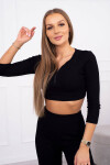 Žebrovaný crop top set v černé barvě UNI