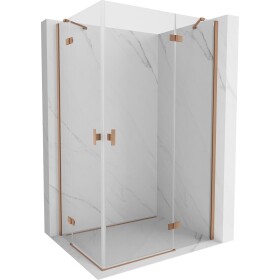 MEXEN/S - Mist-H Duo sprchovací kút dvere krídlové 75 x 120, transparent, meď kartáčovaná 8A5-075L-120P-65-00
