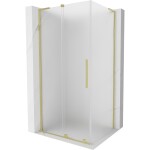 MEXEN/S - Velar L sprchovací kút, posuvné dvere 100 x 80, dekor, zlato kartáčovaná 871-100-080-33-55
