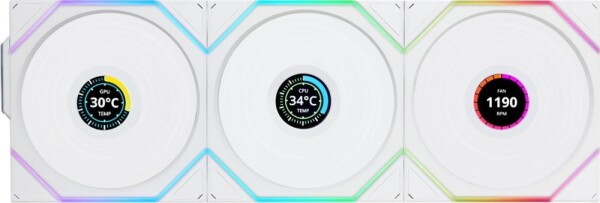 Lian Li Lian Li UNI FAN TL Wireless LCD Lüfter, ARGB, PWM, 3er-Pack inkl. Controller - 120 mm, weiß