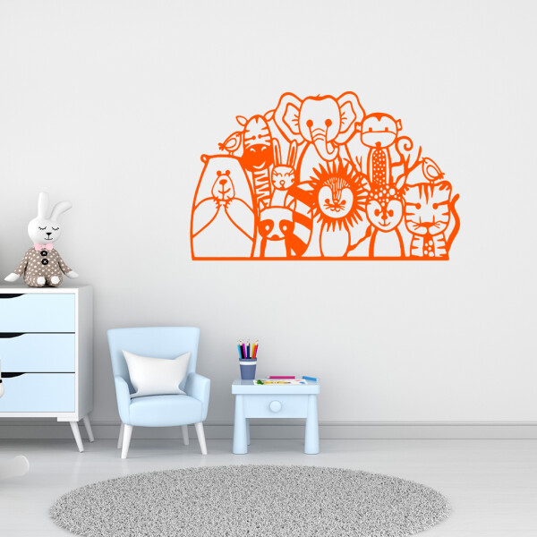 Veselá Stena Samolepka Africké zvieratká Farba: oranžová, Veľkosť: 60 x 37 cm