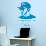 Veselá Stena Samolepka Lewis Hamilton F1 Farba: fialová, Veľkosť: 60 x 47 cm