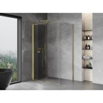 MEXEN/S - Mist-F sprchovací kút skladacie dvere ľavá 110 x 85, transparent, zlato 8A6T-110-085-50-00-L
