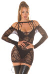 Sexy Festival Style Net Dress with Strap Details black Einheitsgroesse