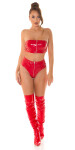 Sexy Koucla Latex look bandeau top with zip red L