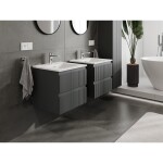 MEXEN/S - Rivel kúpeľňová skrinka 50 cm s umývadlom Otis, 2 zásuvky, reliéf, grafit mat/biela mat 91A20-05047-2-BFF66-W18M01
