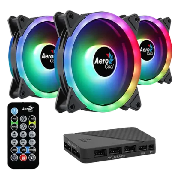 AeroCool Duo 12 Pro / sada ventilátorov / 120mm / ARGB / húb / ovládač (AEROPGSDUO12-PRO-ARG)