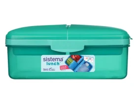 Sistema Lunch Quaddie Delený desiatový box 1.5 l s 3 výklopnými priehradkami vo veku as fľašou na pitie mätová (8592001423404)