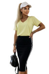 665-1 Dámska bavlnená blúzka s krátkym výstrihom do V - maslovo žltá UNI