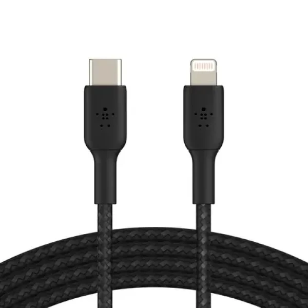 Belkin BOOST CHARGE kábel opletený USB-C na Lightning čierna / 1m (CAA004bt1MBK)