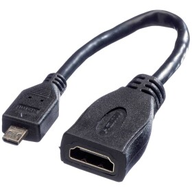 Value HDMI prepojovací kábel Zásuvka HDMI-A, Zástrčka HDMI Micro-D 0.15 m čierna 11.99.5584 tienený HDMI kábel; 11.99.5584