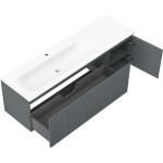 MEXEN/S - Rivel kúpeľňová skrinka 160 cm s umývadlom Vela ľavá, 1S, 1D, reliéf, grafit mat/biela mat 91A23-16047-3-BBFF66-W23L01