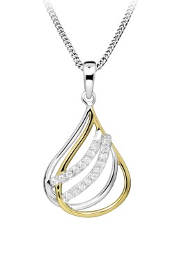 Silver Cat Strieborný náhrdelník so zirkónmi Bicolor SC609 (retiazka, prívesok)