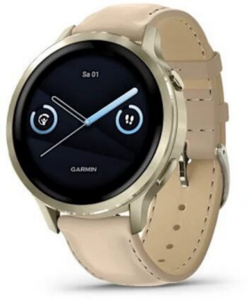 Garmin VENU 4 - 41mm AMOLED Beige Lunar Gold + Leather