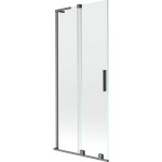 MEXEN/S - Velar L dvojkrídlová posuvná vaňová zástena 80 x 150, transparent, grafit kartáčovaná 896-080-003-01-66