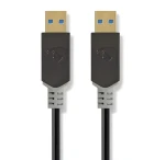 Nedis USB-A - USB-A 3.2 Gen1 2m antracitová / USB kábel / 18 W / 5 Gbps / Pozlátené konektory (CCBW61000AT20)