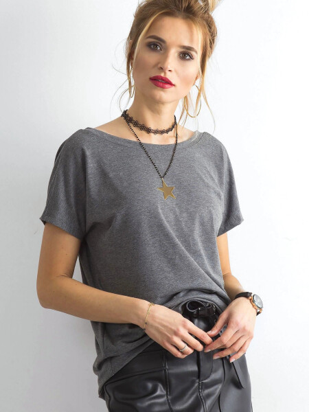 Tmavosivé dámske základné tričko Feel Good (4662-37P) odstíny šedé XL (42)