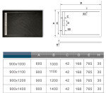H K - BLACK STAR sprchová vanička z liateho mramoru, obdĺžnik, 110x90x3 cm SE-BLACKSTAR11090SET