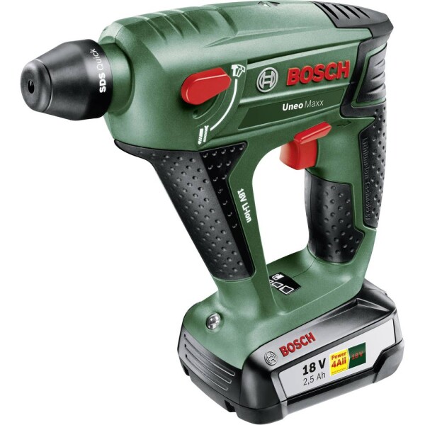 Bosch Home and Garden UneoMaxx SDS quick-aku vŕtacie kladivo 18 V 2.5 Ah Li-Ion akumulátor + akumulátor, vr. príslušenstva, + púzdro; 060395230F