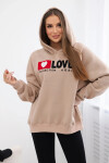 Zateplená bavlnená mikina s kapucňou Love dark beige UNI