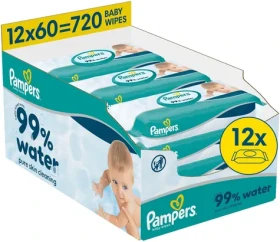Pampers Aqua Plastic Free / Vlhčené obrúsky / 720 ks / 12 × 60 ks