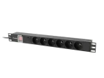 Lanberg PDU čierna / Zásuvková lišta do racku / 19" 1U / 6x zásuvka PL / IEC C14 / 10 A / 2 m (PDU-06E-0200-IEC-BK)
