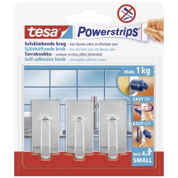 Tesa POWERSTRIPS® háčiky tesa Powerstrip® Small Classic chróm Množstvo: 3 ks; 57540-00012-20