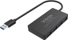 Vision 4 x USB 3.0 Anschlusse - 5Gbps - 30 cm Kabel - schwarz
