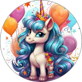 Jedlý papier Unicorn modré hřívy 19,5 cm - Pictu Hap - Pictu Hap
