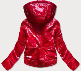 Lesklá červená prošívaná dámská bunda kapucí model 14764928 S'WEST Barva: odcienie czerwieni, Velikost: